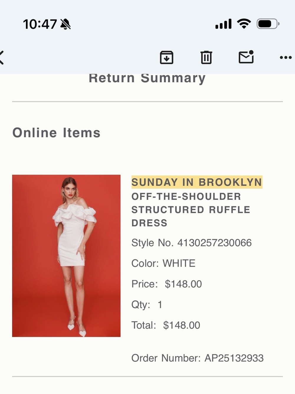Sunday in Brooklyn White One-Shoulder Ruffle Mini Dress